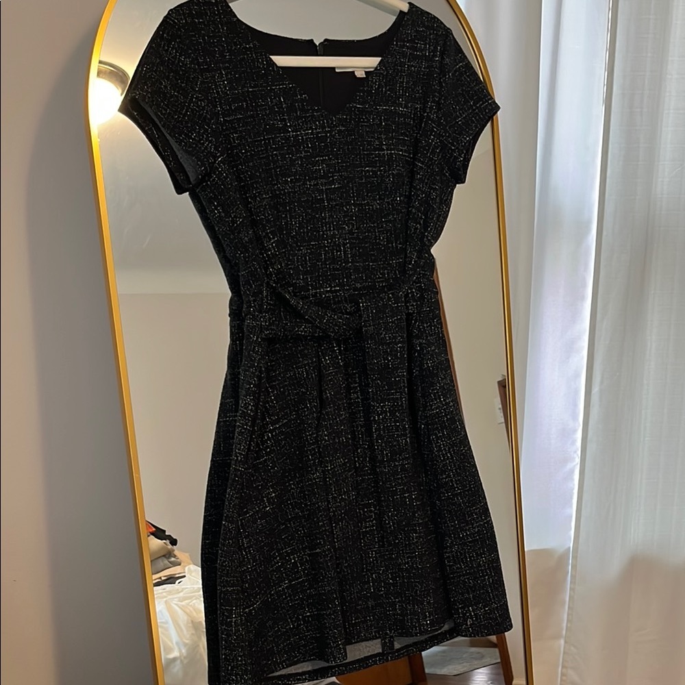 Loft Elegant Black Tweed Dress